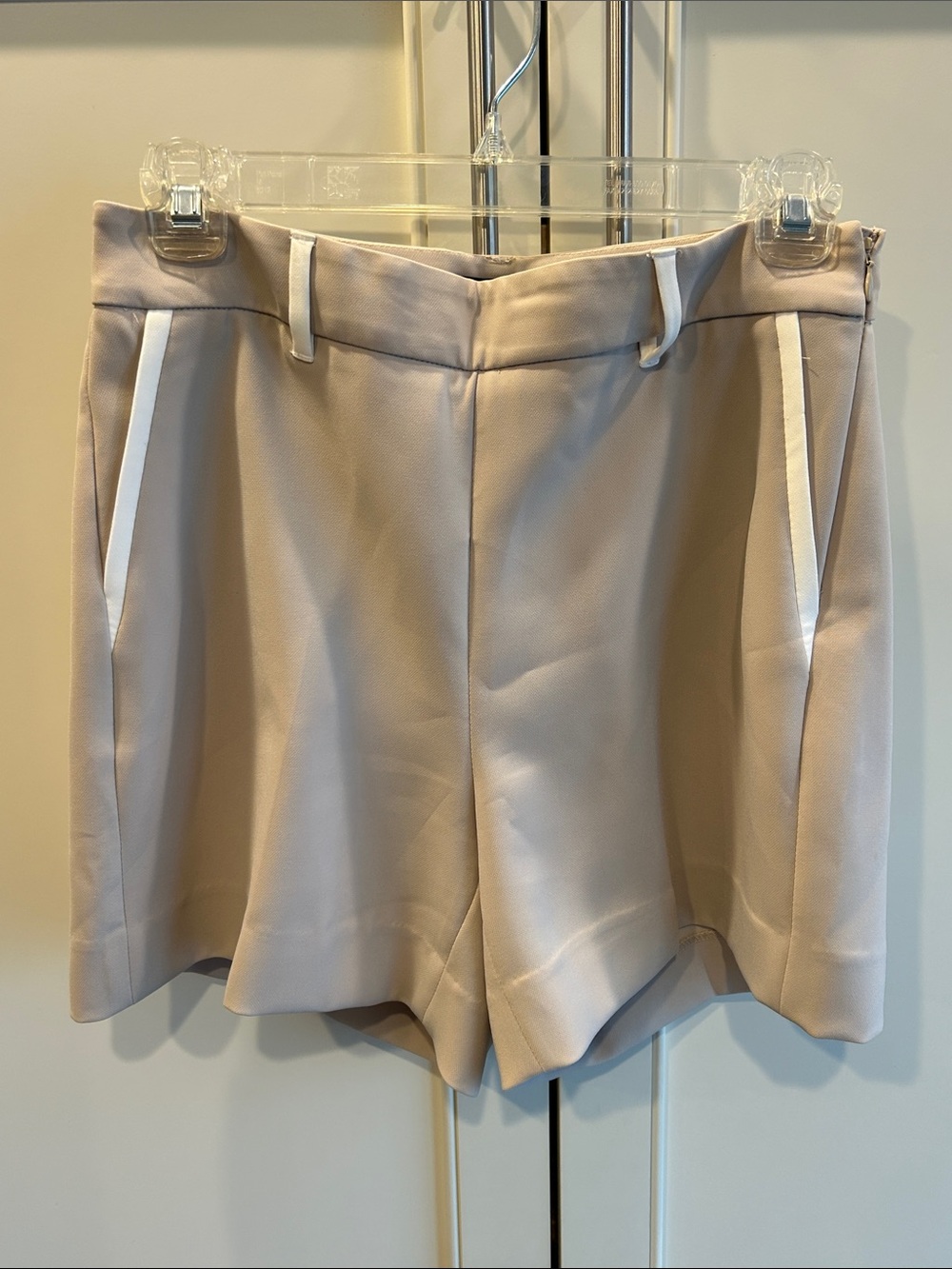 White House Black Market Tailored Taupe Shorts with Cream Trim